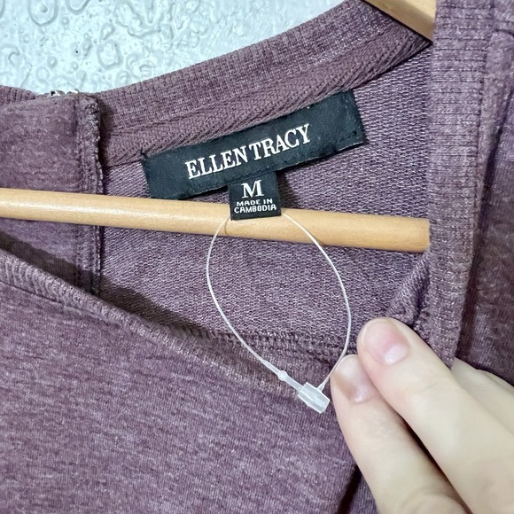 Ellen Tracy Heathered Purple Long Sleeve Casual Tunic Dress - Picture 4 of 6